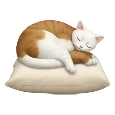 White cat sleeping on brown pillow sticker