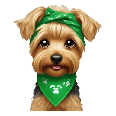 Yorkie poodle with a green bandanna  sticker
