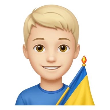 The Ukrainian boy with flag sticker