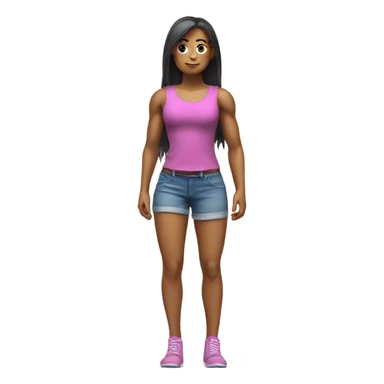 girl muscle full body 3d sticker