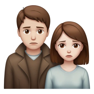 brown hair sad broken heart couple sticker
