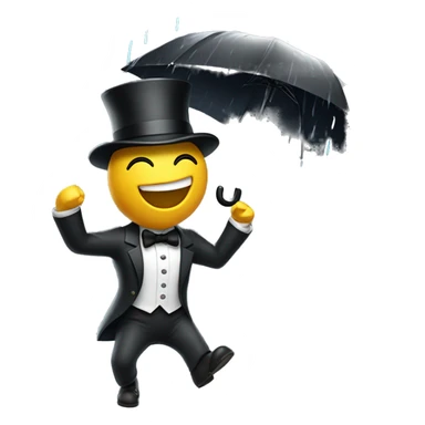 Give me a guy with a tophat, singing a song, while dancing in the rain. sticker
