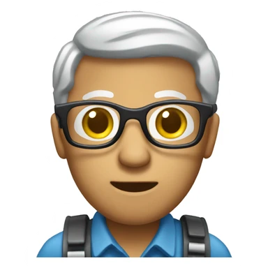 Man with glasses holding a walker talkie sticker