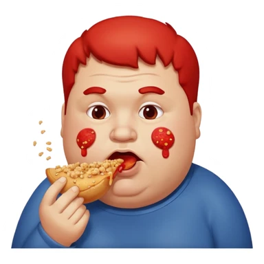 Fat guy eating food sticker