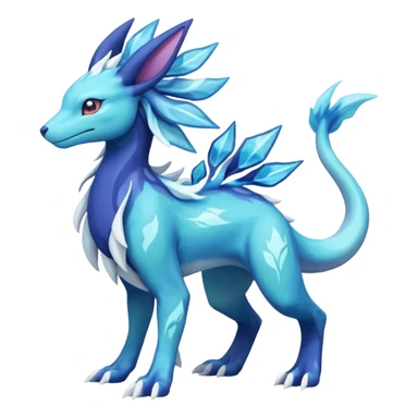 Suicune-Aurorus-Salandit-Glaceon-Meganium-fusion (full body) sticker