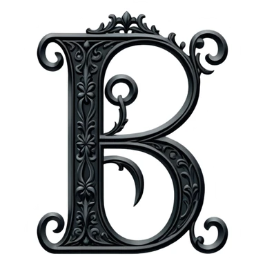 Black gothic Victorian , letter “F” eff F f F f of the alphabet sticker