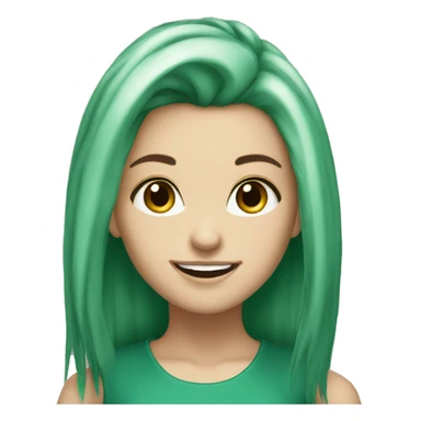 white girl all green hair brown eyes sharp teeth smiling sticker