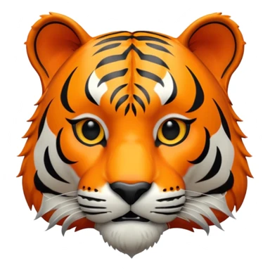 Create a highly polished, 3D game UI–style illustration of a  TIGER HEAD sticker