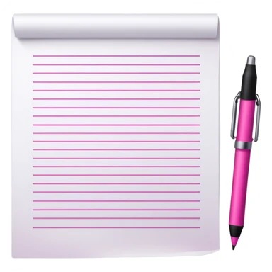 crée moi une feuille blanche genre une liste avex des traie noir avec un stylo de couleur dégradé rose foncé sticker