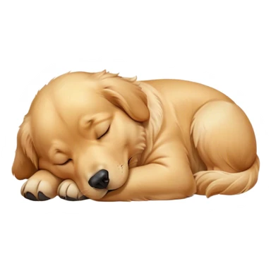 Cinematic Meme-Worthy Chubby Sleeping Golden Retriever Portrait Emoji, Head resting peacefully with a contented smile, showcasing a delightfully chubby build and a luxuriously soft golden coat, eyes shut in a serene nap, Simplified yet hilariously adorable features, highly detailed, glowing with a soft, drowsy light, high shine, relaxed and utterly lovable, stylized with an air of playful laziness, bright and heartwarming, soft glowing outline, capturing the essence of a comically sleepy companion, so meme-worthy it feels like it could instantly become the next viral sensation of adorable slumber! sticker