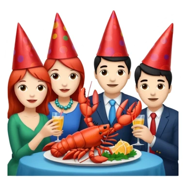 Too many people eating lobster at a family party sticker