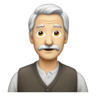 old russian man with moustache grey hair sticker