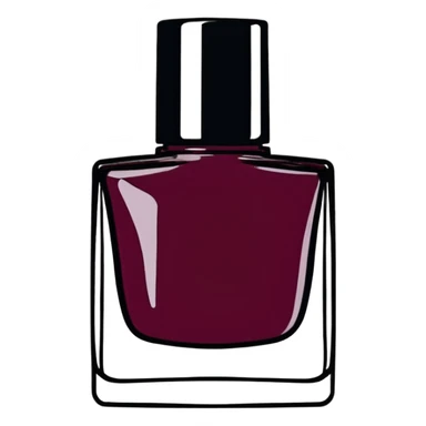  Chanel, realistic burgundy polish in translucent bottle, chrome top lid sticker