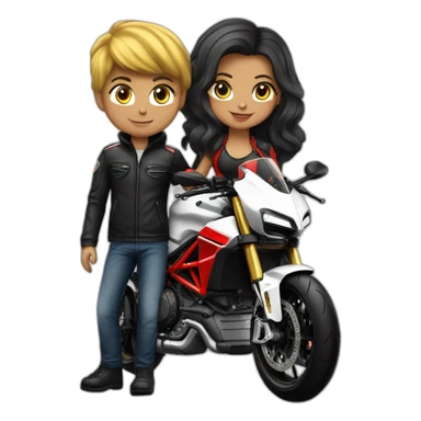 Garçon plus fille sur ducati noir sticker