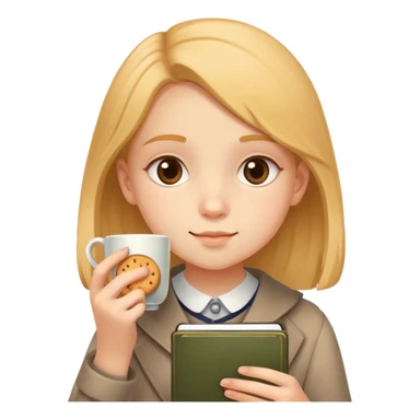 чай с печивом п'є дівчинка 12 років з блокнотом sticker