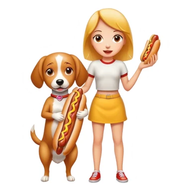 Hot dog girl and dog sticker