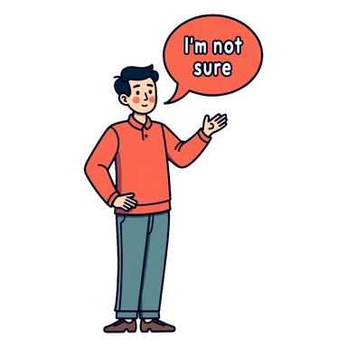 Chinese man with a thought bubble saying "I'm not sure." sticker