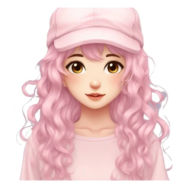 Gorgeous pastel anime girl with blushing face and hair garnitures and pretty hair and a cap aesthetic trending style sticker