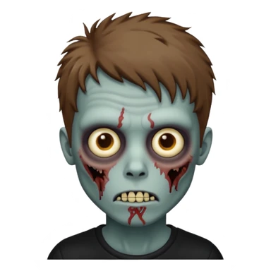 Zombie boy have a shaggy head brown style ios emoji sticker