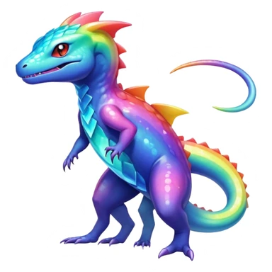 Rainbow crystalic Shiny pastel Salandit-Aurorus-Noibat-Fakémon-hybrid-creature (full body)  sticker