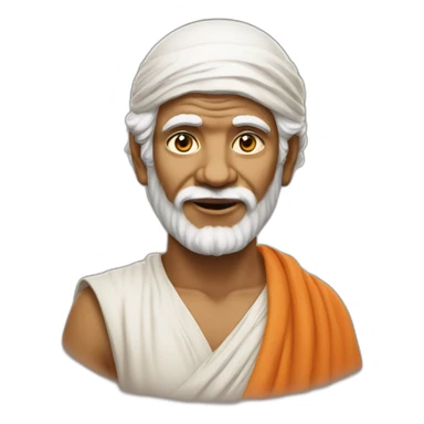 Sai Baba with a defined jawline with finger on jaw sticker