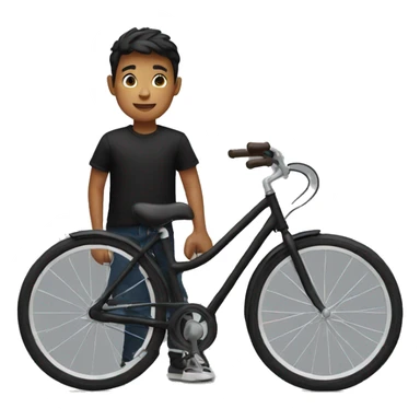 Boy in black shirt with bike sticker