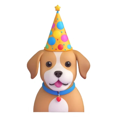 dog wearing a birthday hat sticker