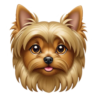 Cinematic Noble Yorkshire Terrier Portrait Emoji, Exuding refined charm and dignified poise, with a lustrous, silky fur in rich, deep hues, alert eyes and a confident expression, simplified yet exquisitely detailed, glowing with a soft, aristocratic radiance, high shine, embodying intelligent grace and classic elegance, soft glowing outline, capturing the essence of a regal Yorkshire Terrier ready to rule the screen with effortless sophistication! sticker
