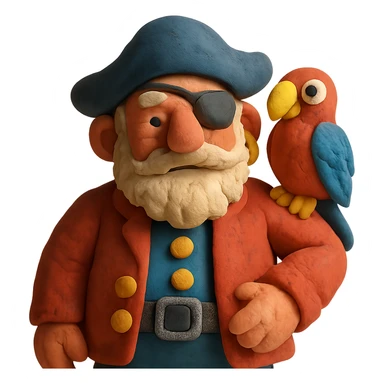 old pirate with a parrot on his shoulder sticker