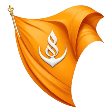 Orange triangle shaped wavy flag with a Sikh khanda symbol sticker