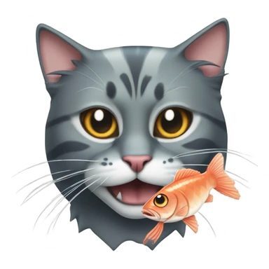 Cat eating fish angry sticker