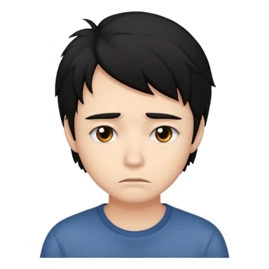 classic sob emoji with messy black hair sticker
