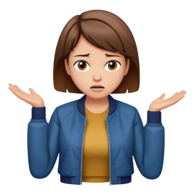 a woman with a brown short hair, looking at the left, frustrated, wearing a trendy jacket, only upper body, high quality sticker