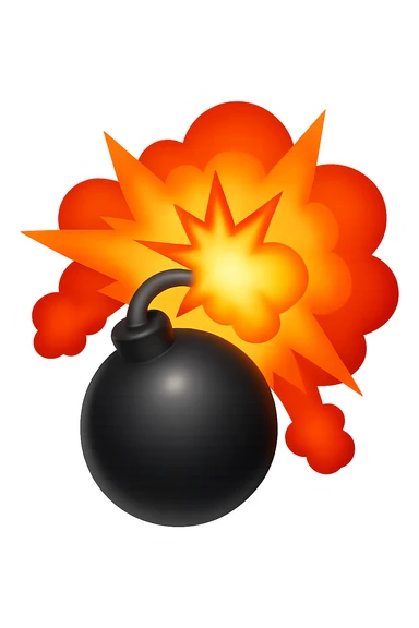 emoji stile iphone di una bomba che esplode sticker