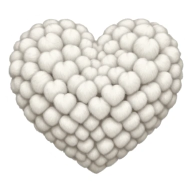 white fur heart, large clumps of wool sticker