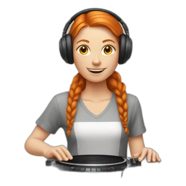 ginger woman mixing platines DJ sticker