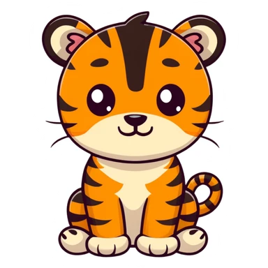 cute cartoon tiger with big eyes sticker