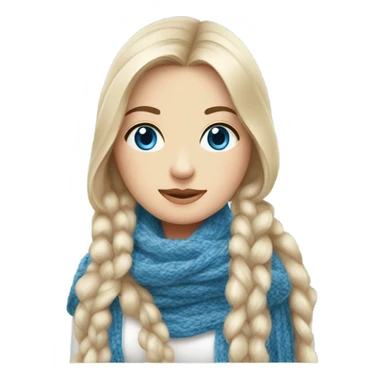 beautiful finnish fair long hair woman with blue eye knitting floral scarf sticker