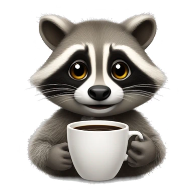 Raccon with coffe sticker