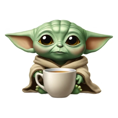 Baby Yoda drinking tea sticker