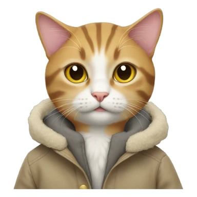 Cat with a coat on sticker
