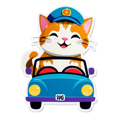 Cat driving to Wendy’s sticker