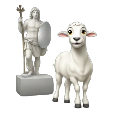 Une chèvre avec une statue de l'île de Pâques sticker