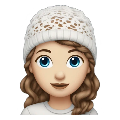 White lace toque  female blue eyes brown hair sticker