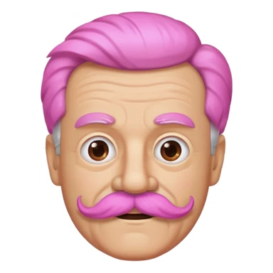 old guy with funny hair and brown shades and big  pink mustache sticker