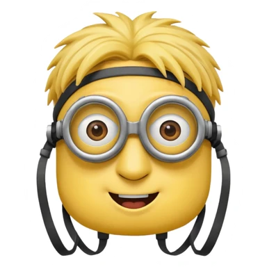 Minion emoji with a round head like normal emojis and a smurk like this emoji but a minion so basically that emoji with the goggles and the hair and not a funny head shape 😏 sticker