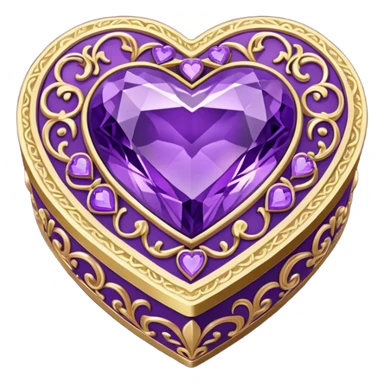 purple gemstone Rococo heart box sticker