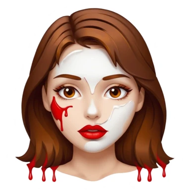 Brown Hair Woman , white paint , drip, face, hot  Sexy, lips sticker