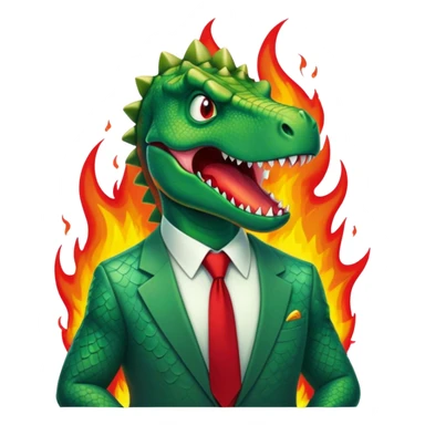 angry office dinosaur on a fire sticker