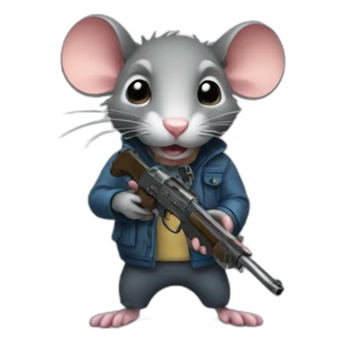 a rat holding a gun sticker